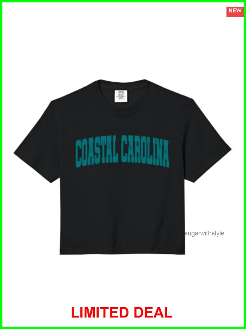 NCAA Coastal Carolina Chanticleers Arch Crop Top Boxy Fit Short Sleeve Tee